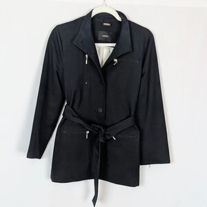 Sanyo Belted Button Up Zipper Pockets Rain Water Resistance Coat Jacket sz.XS